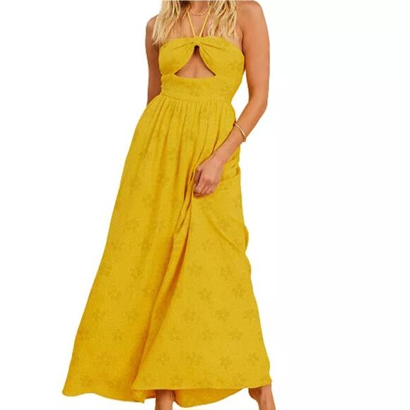 Billabong X The Salty Blonde Sunset Glow Halter Maxi Dress size M boho floral - Picture 1 of 12